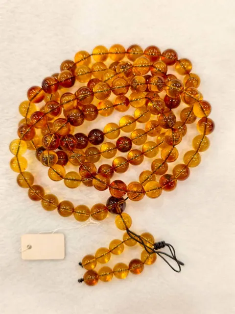 黃棕色琥珀・長珠串 AMB-N-0-00182