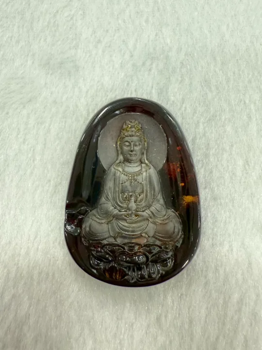 紅棕色調琥珀・水滴形牌子 AMB-C-0-00053