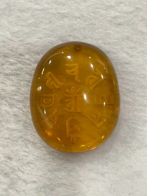 黃色調琥珀・橢圓弧面墜子 AMB-P-0-00046