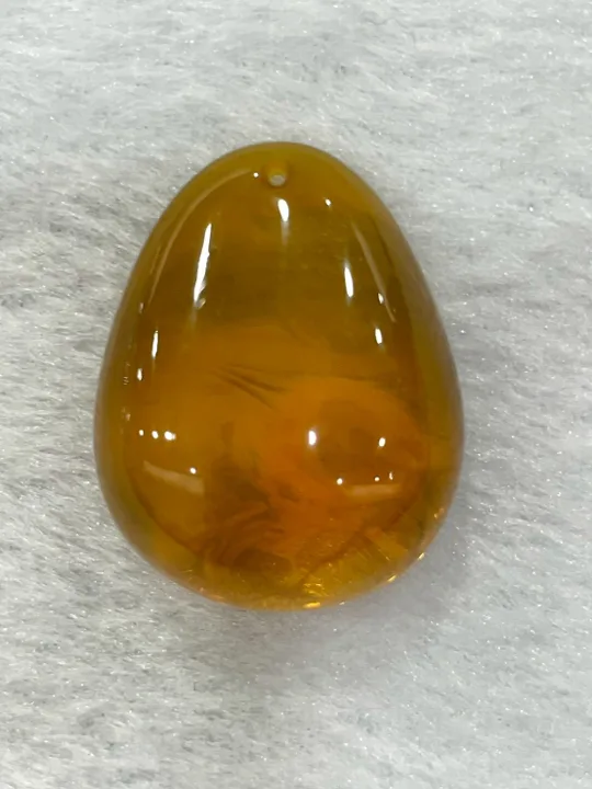黃棕色調琥珀・水滴弧面墜子 AMB-P-0-00032