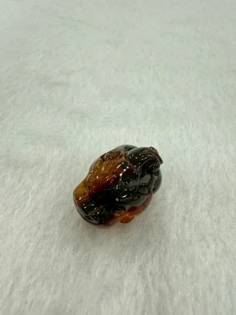 棕色調琥珀・貔貅 珠子 AMB-C-0-00049