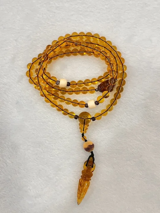 黃色調琥珀・長珠串 AMB-N-0-00217