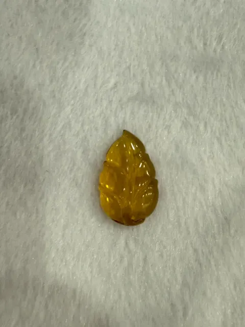 黃色調琥珀・葉子弧面墜子 AMB-P-0-00053