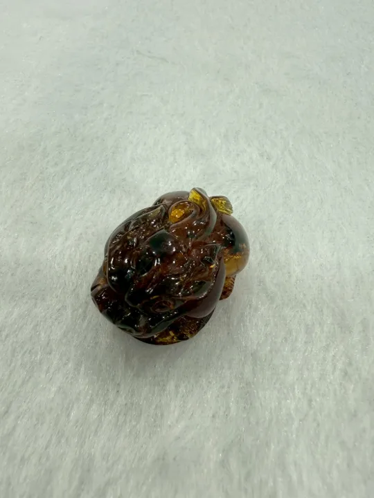 棕色調琥珀・貔貅 珠子 AMB-C-0-00045