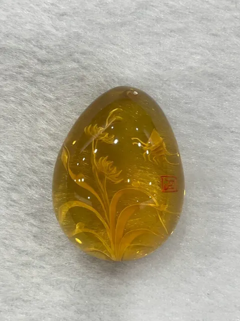 黃色調琥珀・水滴弧面墜子 AMB-P-0-00043
