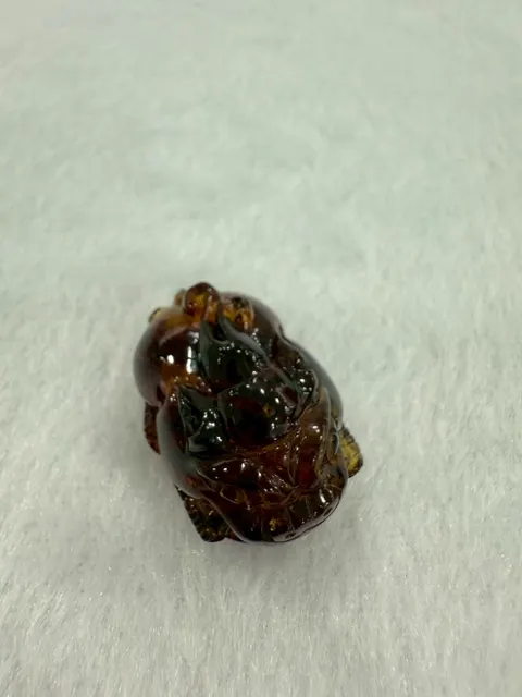棕色調琥珀・貔貅 珠子 AMB-C-0-00052