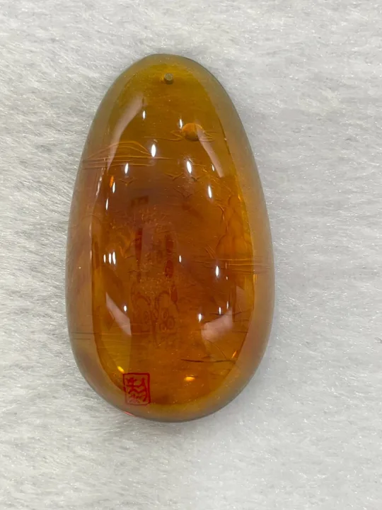 棕色調琥珀・水滴弧面墜子 AMB-P-0-00042
