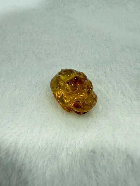 黃色調琥珀・雕刻珠子 AMB-C-0-00040