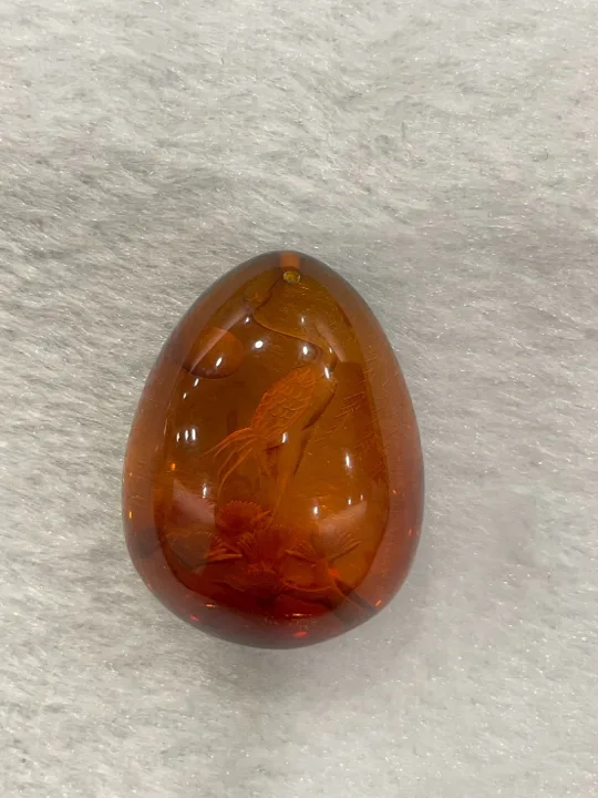 棕色調琥珀・水滴弧面墜子 AMB-P-0-00034