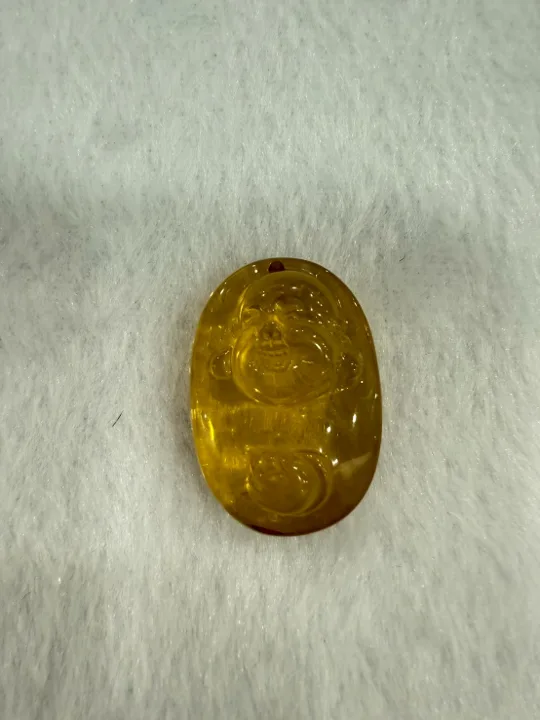 黃棕色調琥珀・橢圓弧面墜子 AMB-P-0-00062