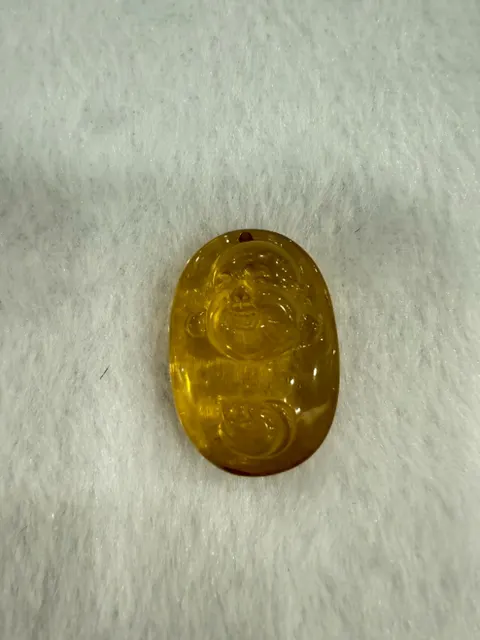 黃棕色調琥珀・橢圓弧面墜子 AMB-P-0-00062