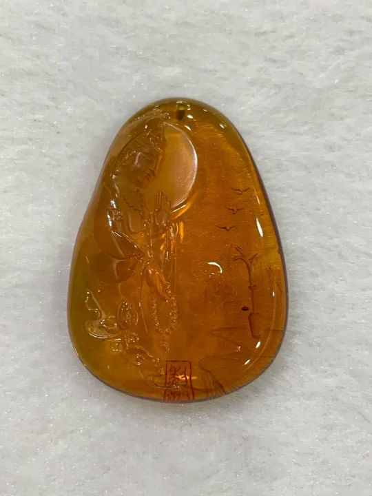棕色調琥珀・水滴弧面墜子 AMB-P-0-00068