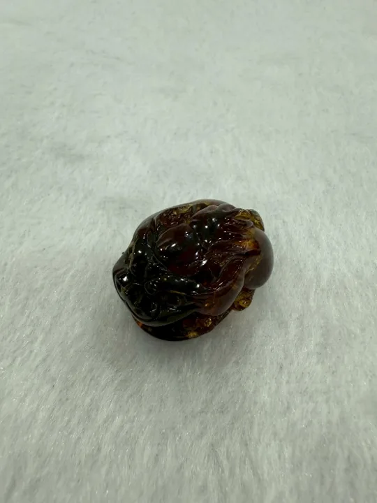 棕色調琥珀・貔貅 珠子 AMB-C-0-00048
