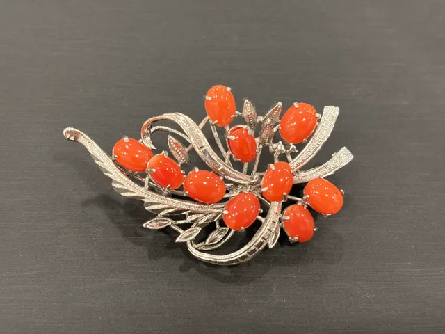 紅色珊瑚・珊瑚胸針 COA-AK-00010