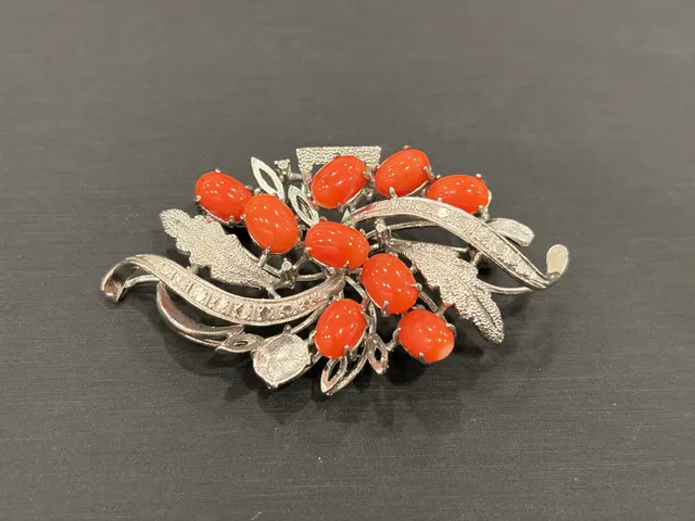 紅色珊瑚・珊瑚胸針 COA-AK-00001