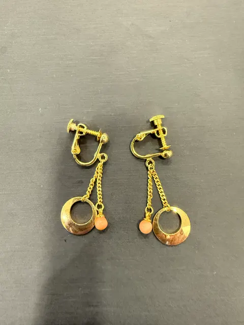 粉紅色珊瑚・耳夾一對 COA-ES-00009