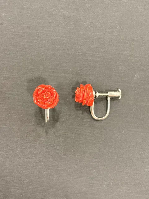 紅色珊瑚・耳環一對 COA-ES-00004