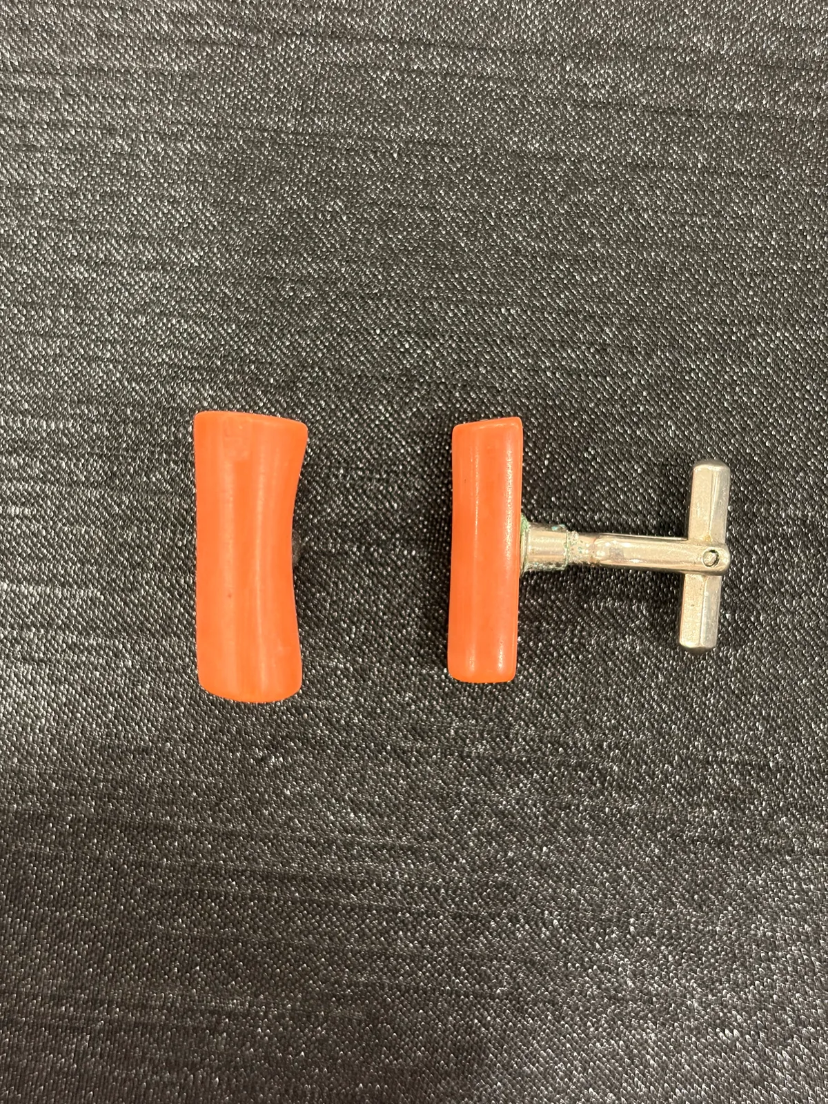橘紅色珊瑚・袖扣一對 COA-AS-00019