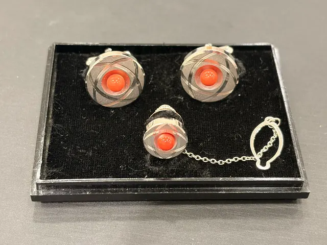 橘紅色珊瑚・珊瑚 袖扣、領針 COA-AS-00015