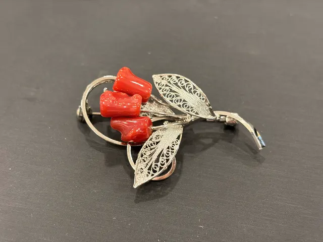 紅色珊瑚・珊瑚胸針 COA-AS-00006