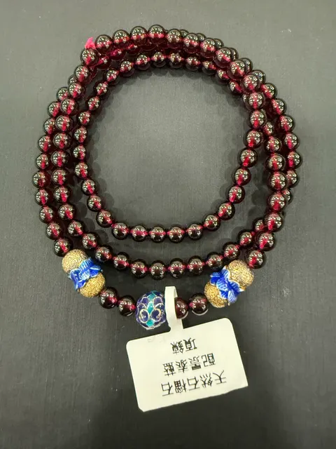 紅色石榴石・珠串項鍊 GAR-N-S-00001