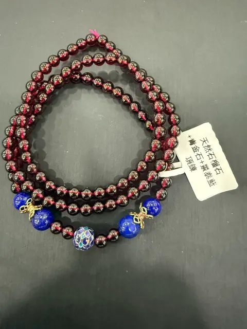 紅色石榴石・珠串項鍊 GAR-N-S-00009