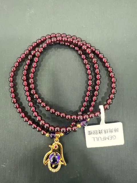 紅色石榴石・珠串項鍊 GAR-N-S-00019