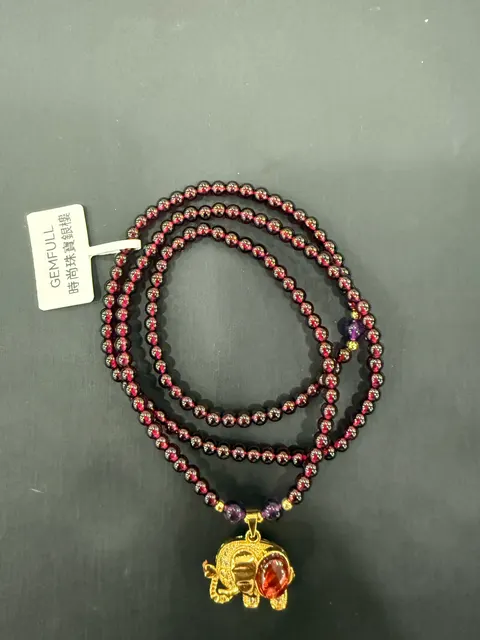 紅色石榴石・珠串項鍊 GAR-N-S-00022