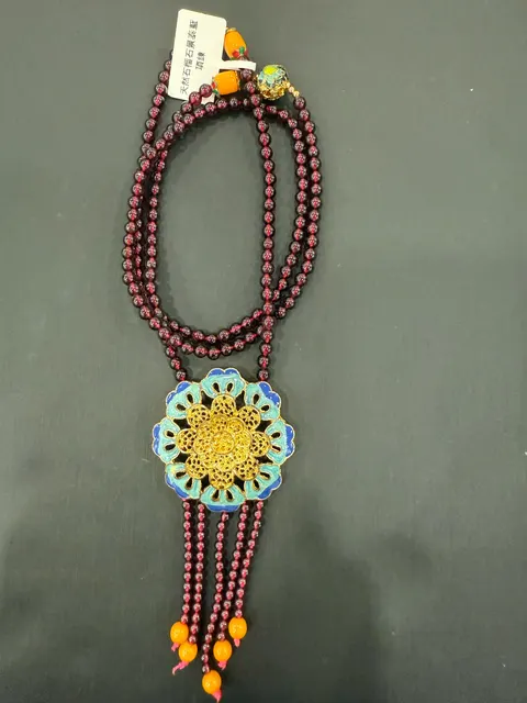 紅色石榴石・珠串項鍊 GAR-N-S-00025