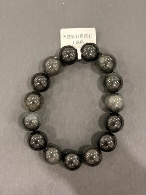 黑色黑曜石・手串珠 GLA-B-0-00011